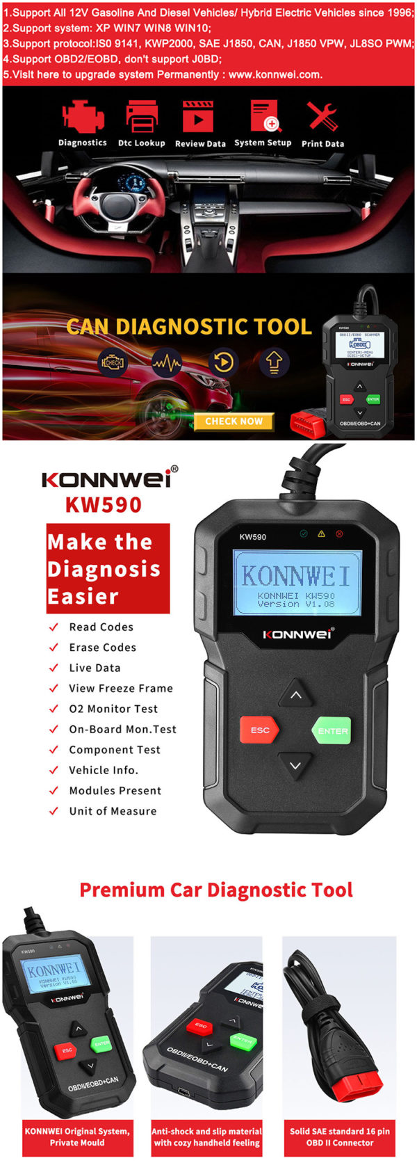 car diagnostic tool KONNWEI KW590 - CARTUNES